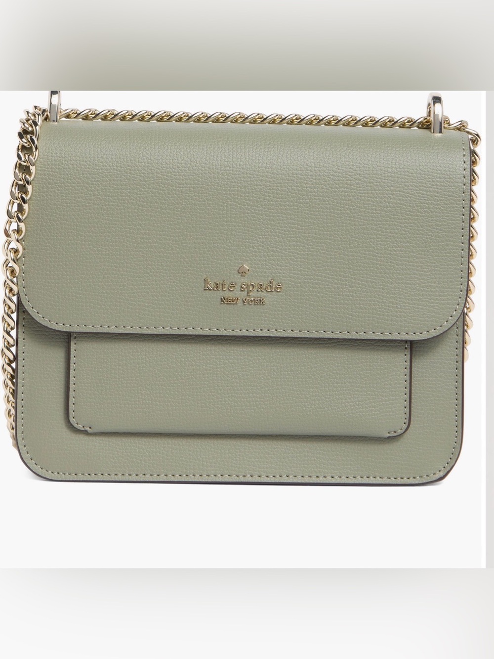 kate spade Sage Pebbled Leather Chain Shoulder Bag with Gold Hardware